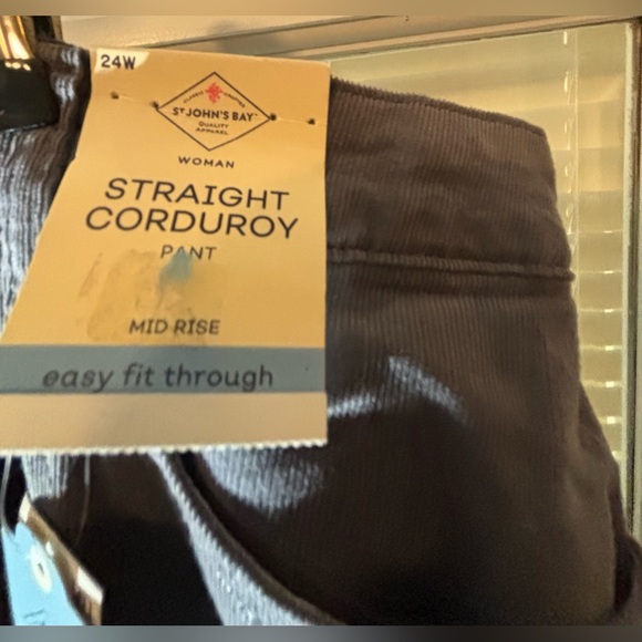 St. John Bays Straight Leg Mid Rise Corduroy Pants-Size 24/3X - Picture 2 of 10